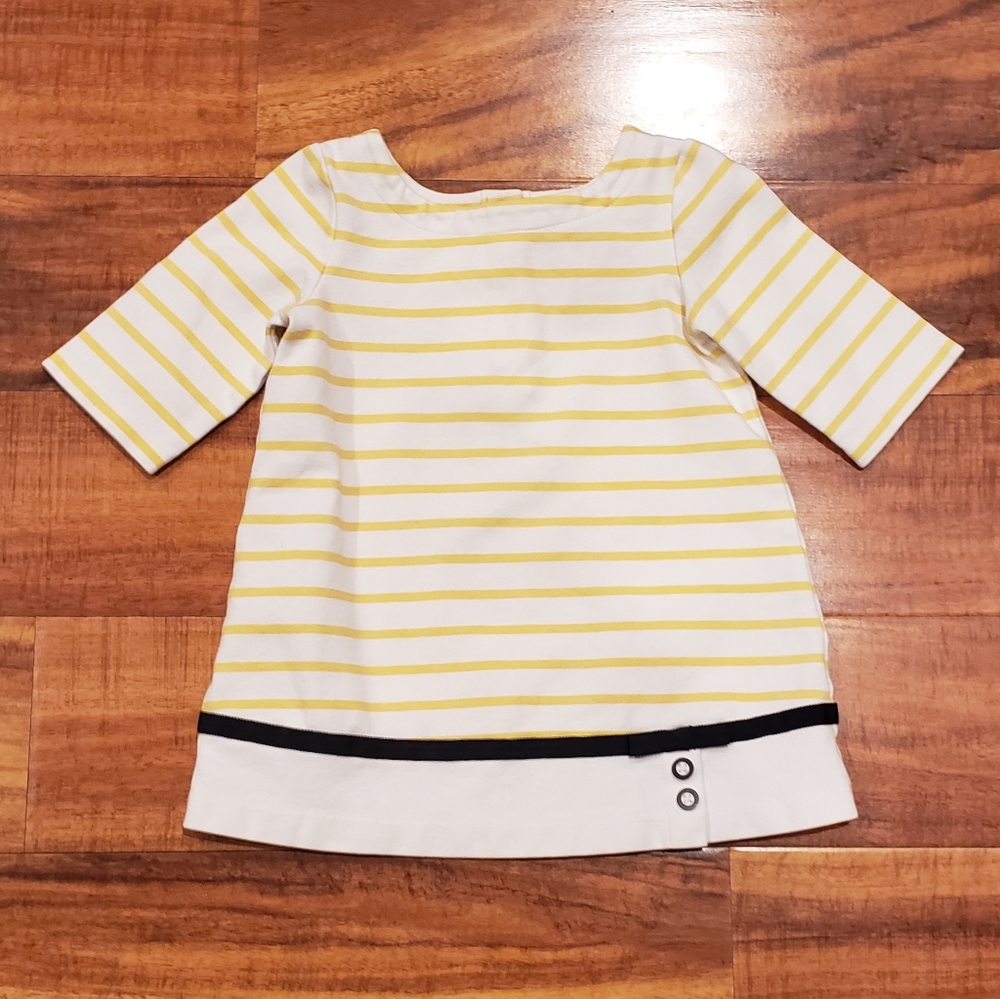 Janie and Jack EUC 12-18 months ivory and yellow striped nautical ponte dress